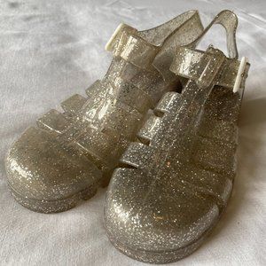 JuJu Jelly Shoes! Silver Sparkle with White Buckle
